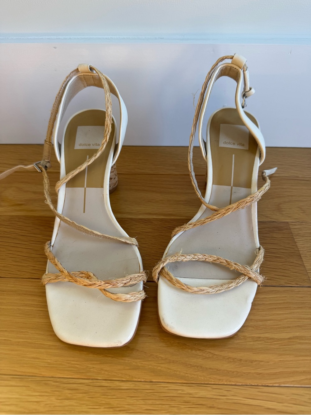 Dolce Vita Cream Braided Strap Block Heel Sandals